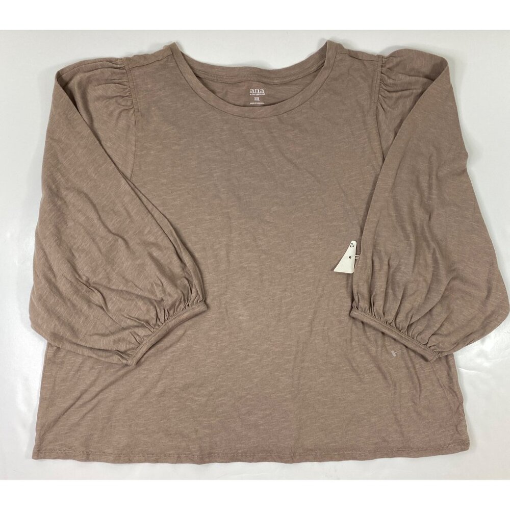 Ana Womens Brown Boho Balloon Sleeve Lightweight Blouse Size XXL